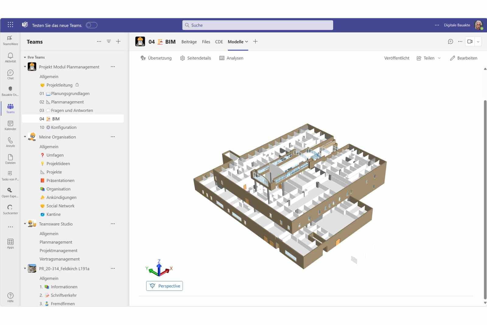 BIM Viewer in der Teamsware Projektplattform